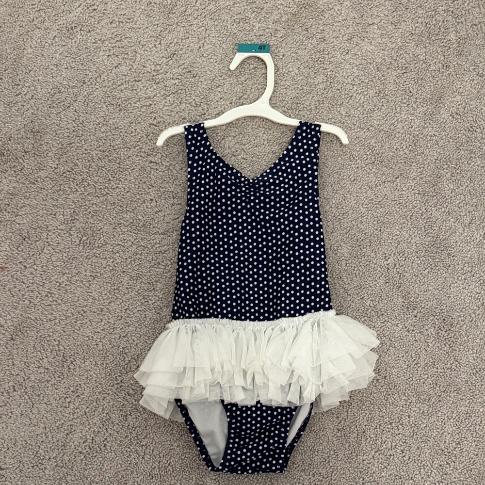 Cat & Jack Navy Polka Dot Kids Swim One Piece